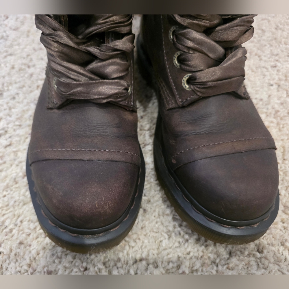 Dr.Martens Triumph 1914 Floral Brown Fold Down Big Eyes Chic Leather Size 8 - Picture 7 of 11